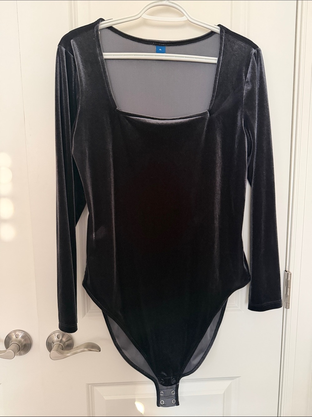 Old Navy Black Velvet Long-Sleeve Scoop Bodysuit